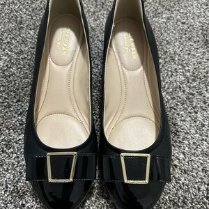 Cole Haan Black Patent Bow Women's Wedges Shoes Size 7 1/2
